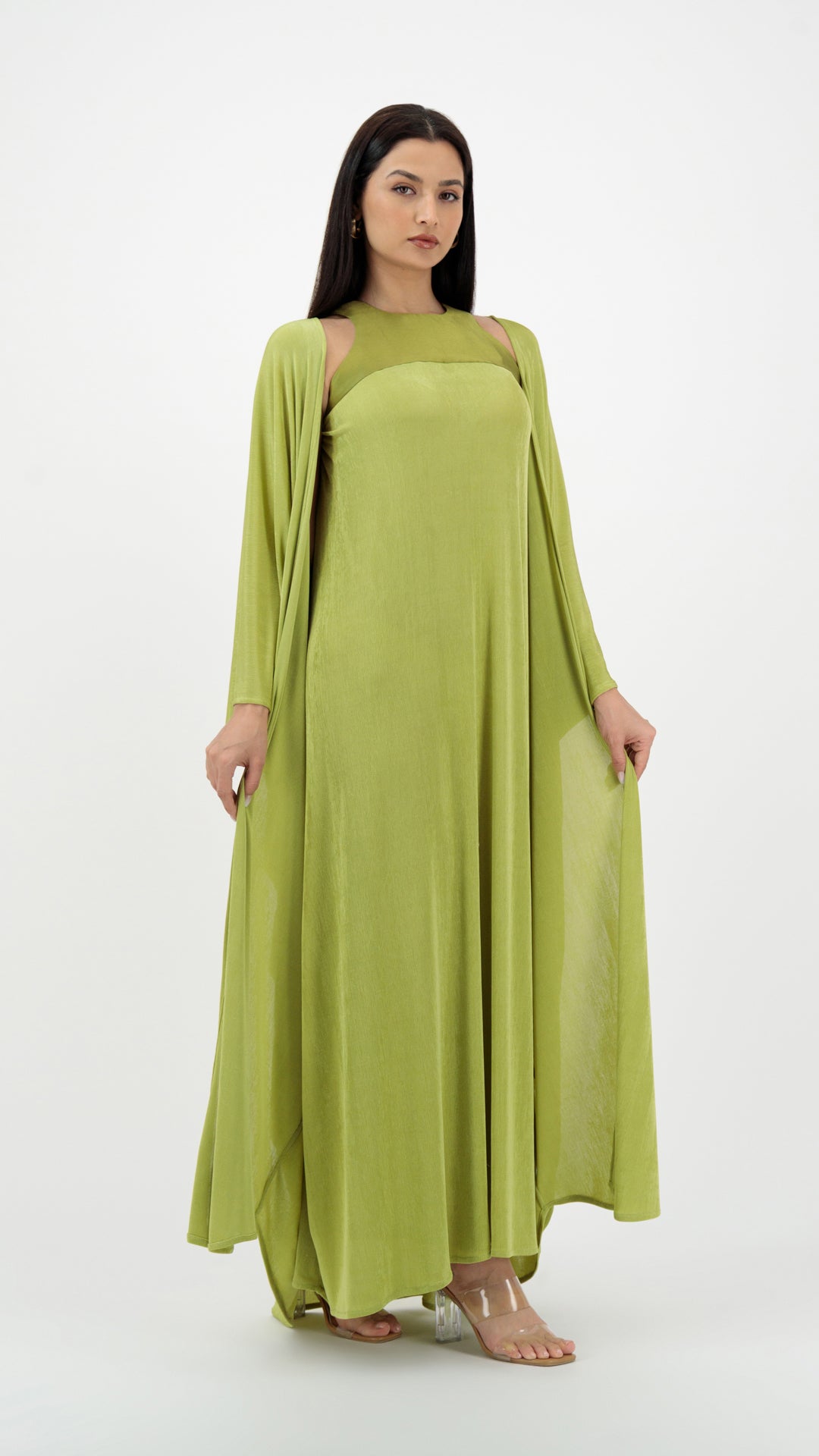 A two piece soft stretch dress Green