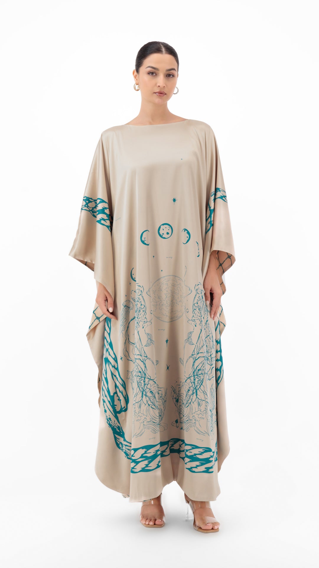 Scarf Style Printed dress beige