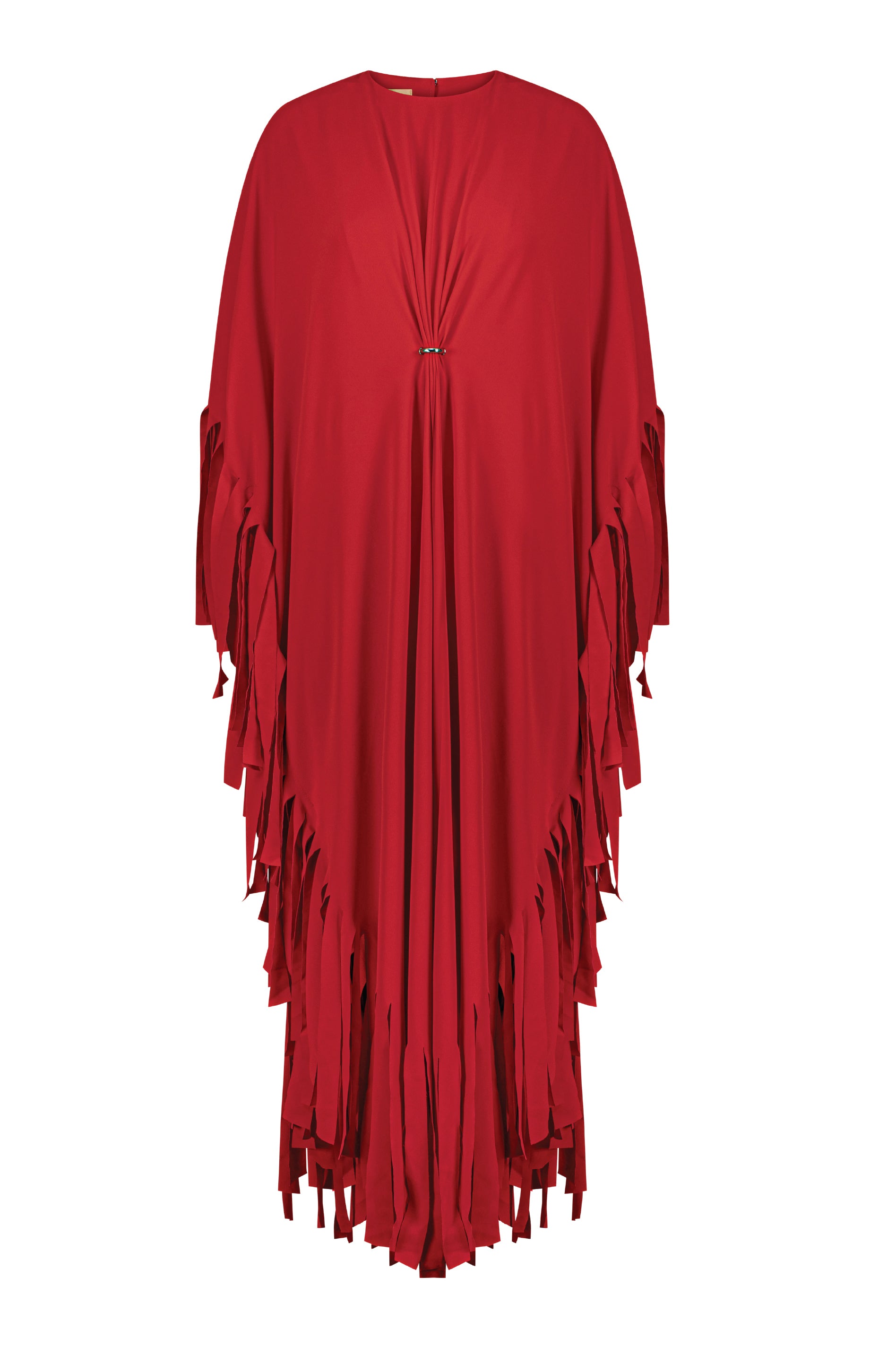 Striped Fringe Dress Red