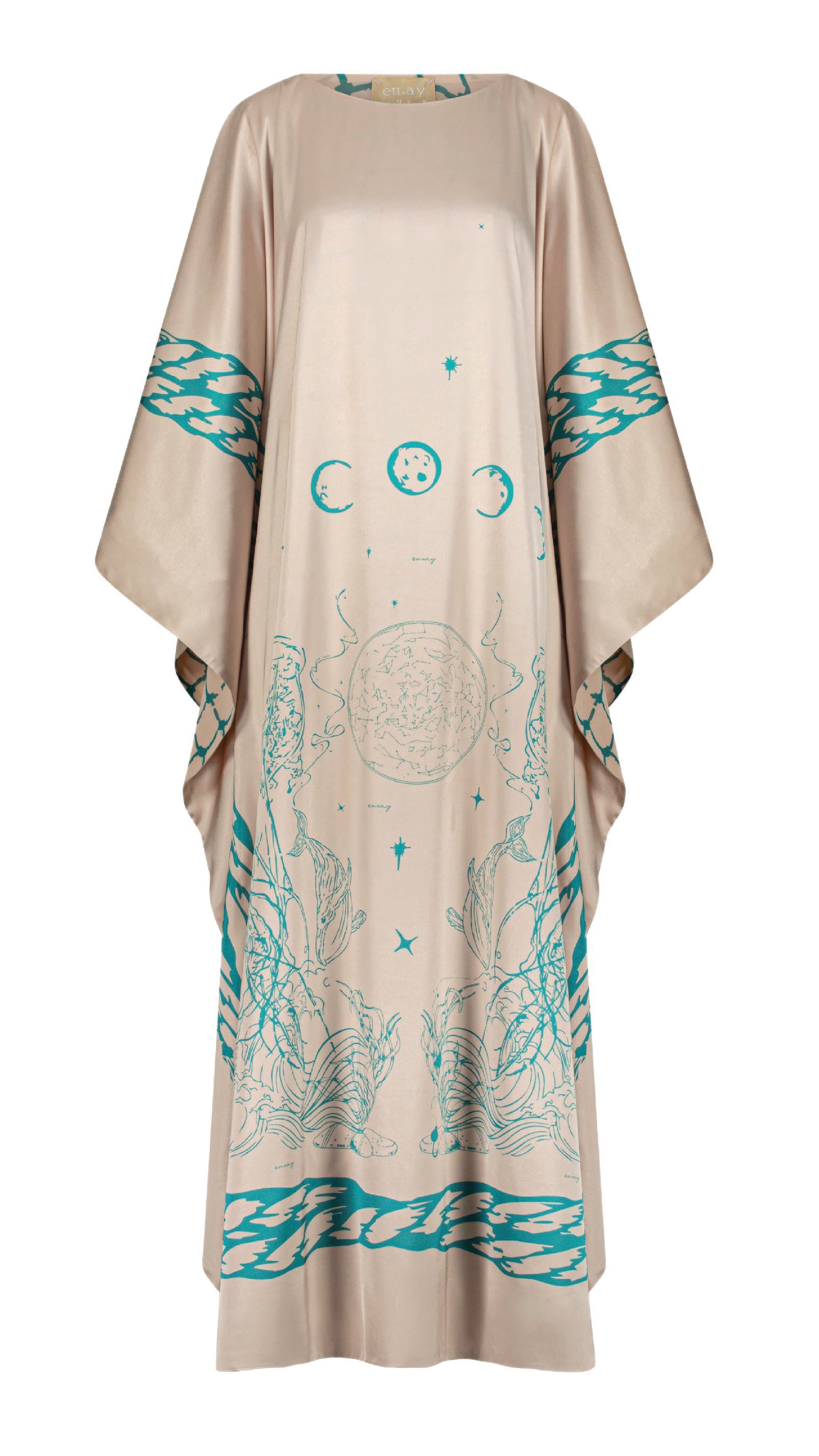 Scarf Style Printed dress beige