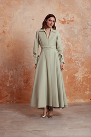 long light green shirt style dress