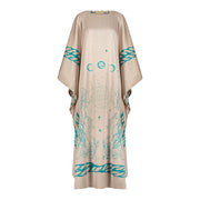 Scarf-Style Printed dress- beige