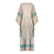 Scarf-Style Printed dress- beige