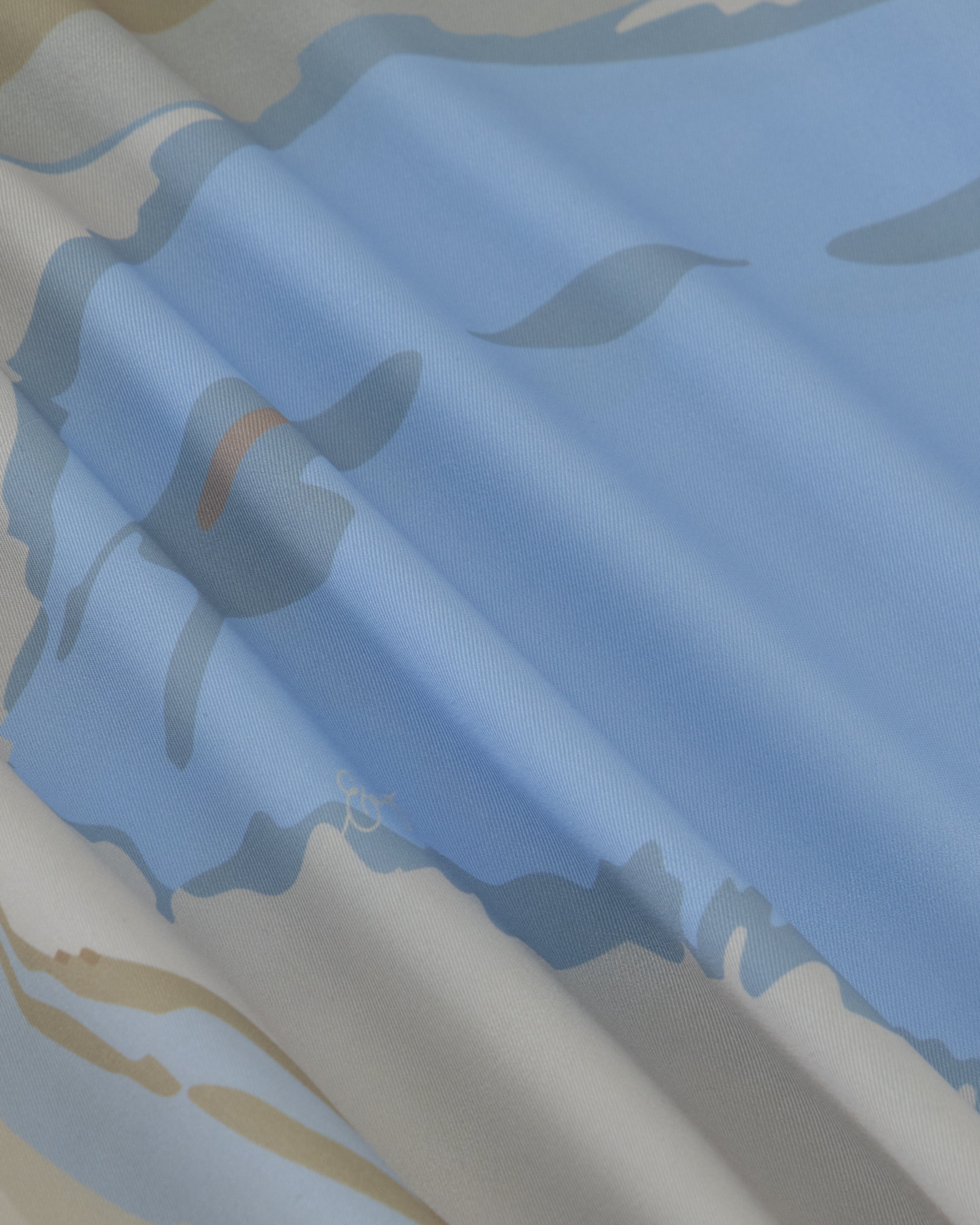 فستان مطبوع على شكل وشاح - سماوي