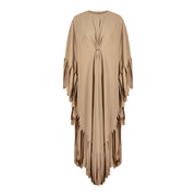 Striped Fringe Dress - Beige
