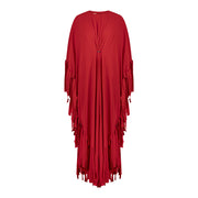 Striped Fringe Dress – Red