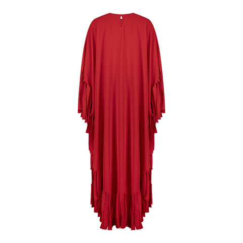 Striped Fringe Dress – Red