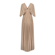Long beige dress with waist ties