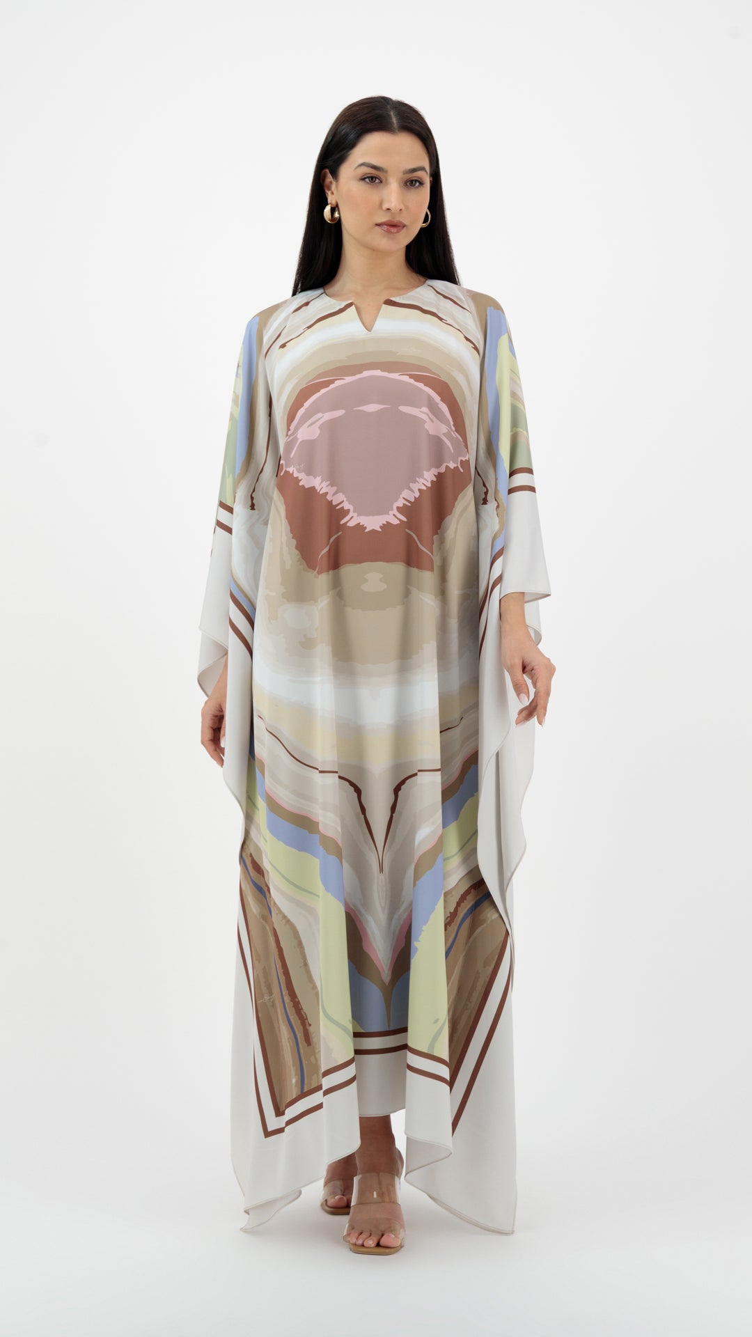 Scarf Style Printed dress beige