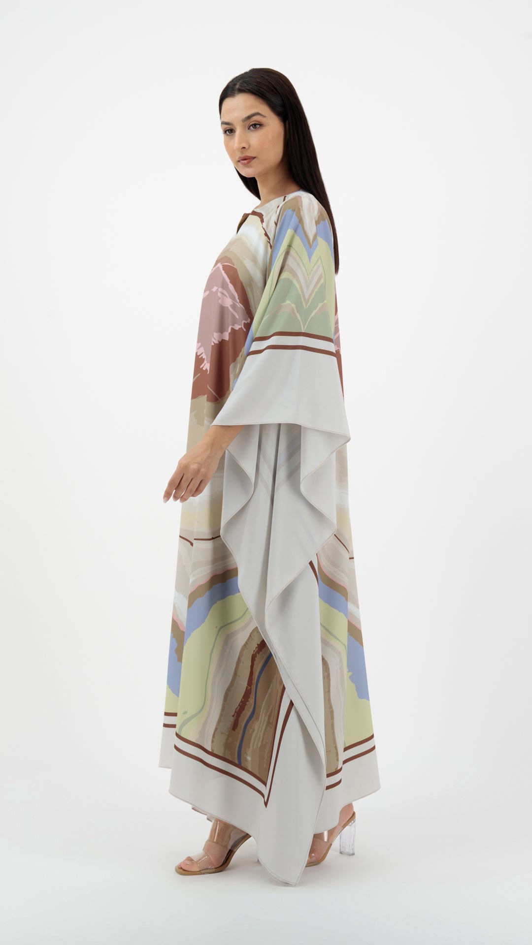 Scarf Style Printed dress beige