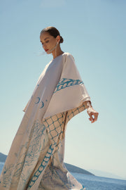 Scarf-Style Printed dress- beige