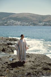 Scarf-Style Printed dress- beige