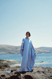 Scarf-Style Printed dress - misty blue