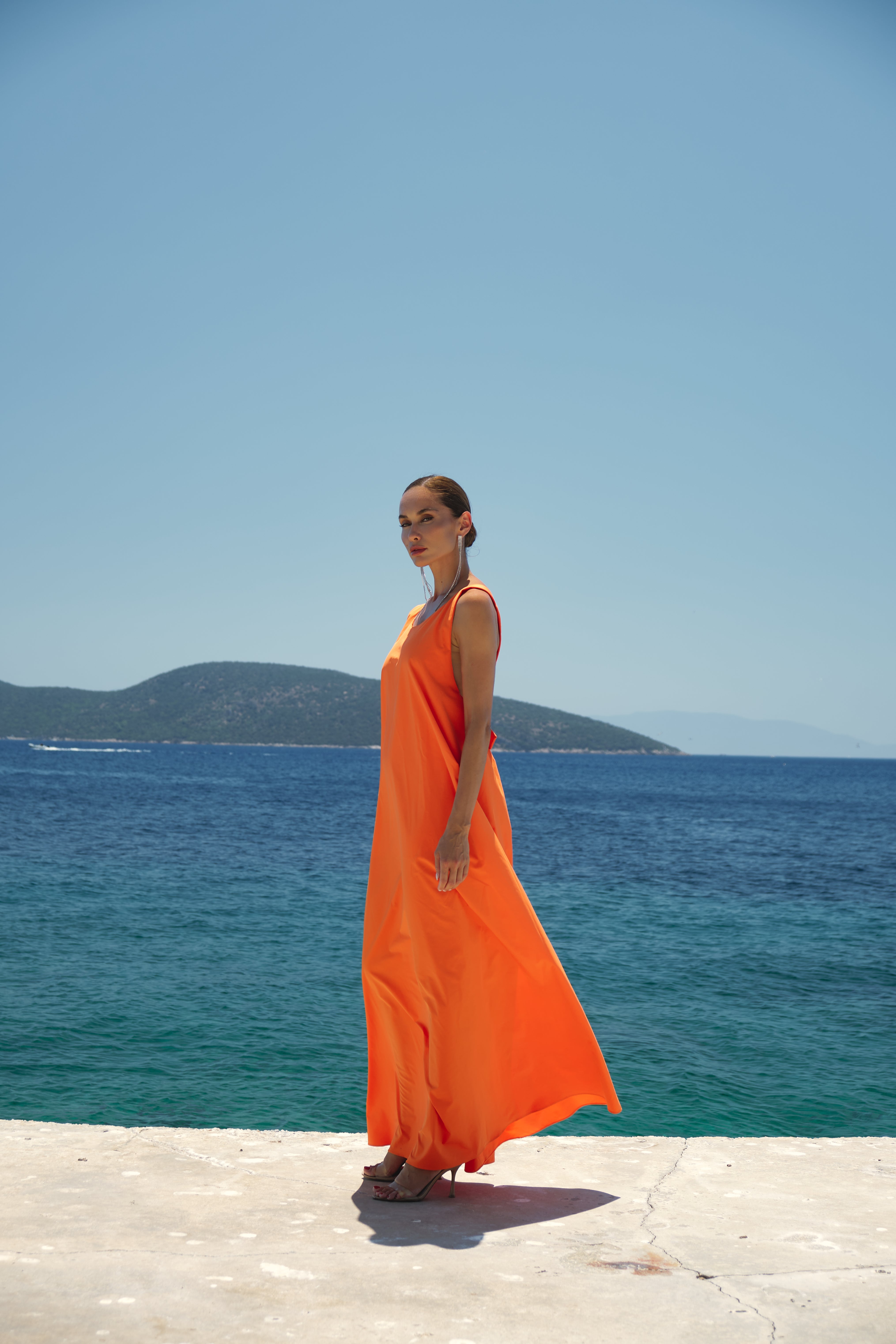 Orange Straight Shell Dress