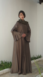 Olive green abaya with pleats